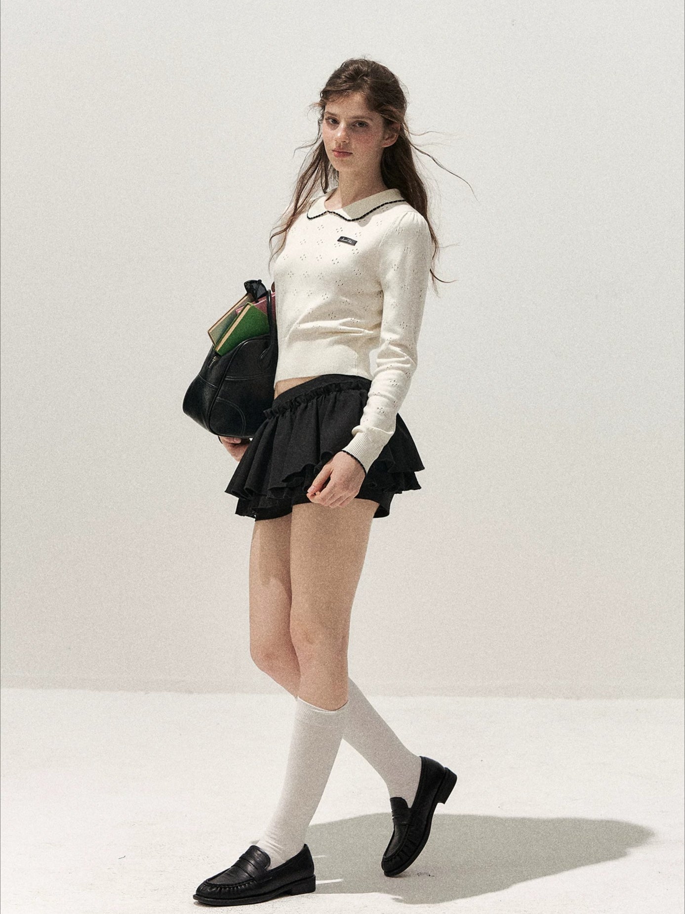 Floral Openwork Peter Pan Sweater