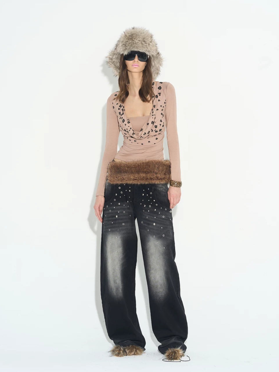 Leopard Twist Cowl Top