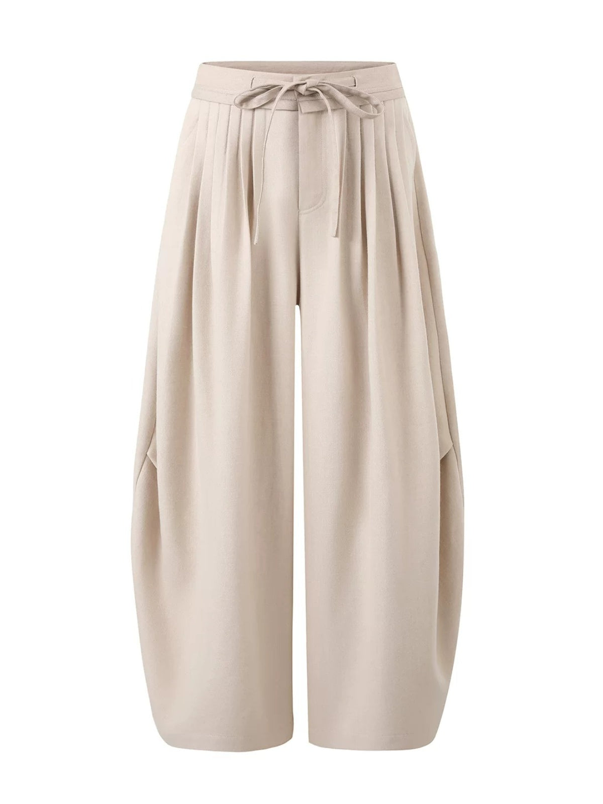 Pleated Tie-Waist Wide Leg Trousers