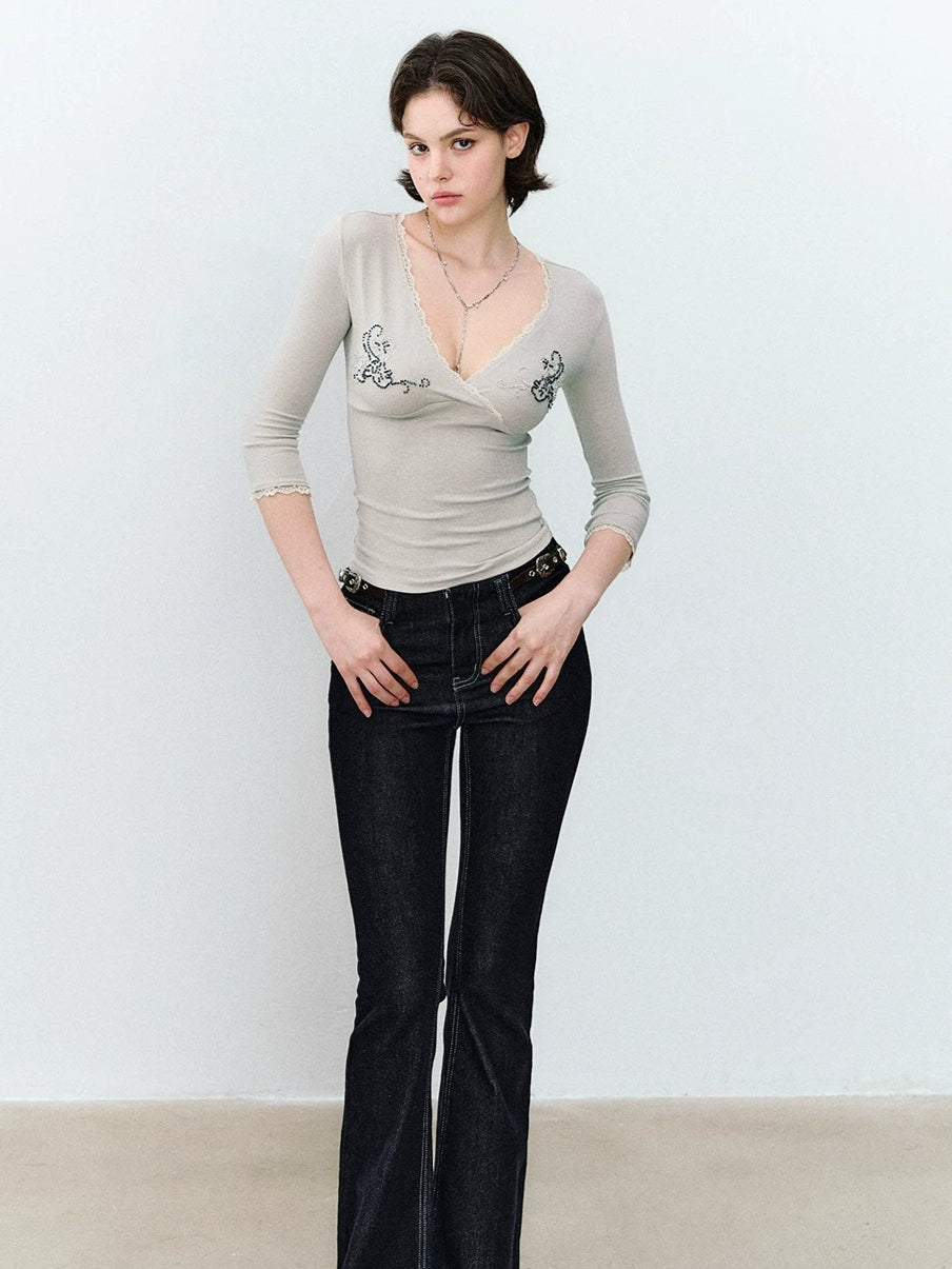 Navy & Blue Vintage Flare Jeans