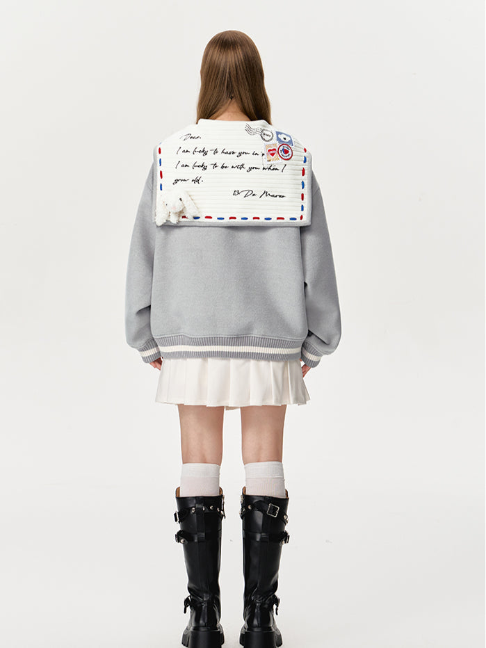 Love Letter Tweed Baseball Jacket