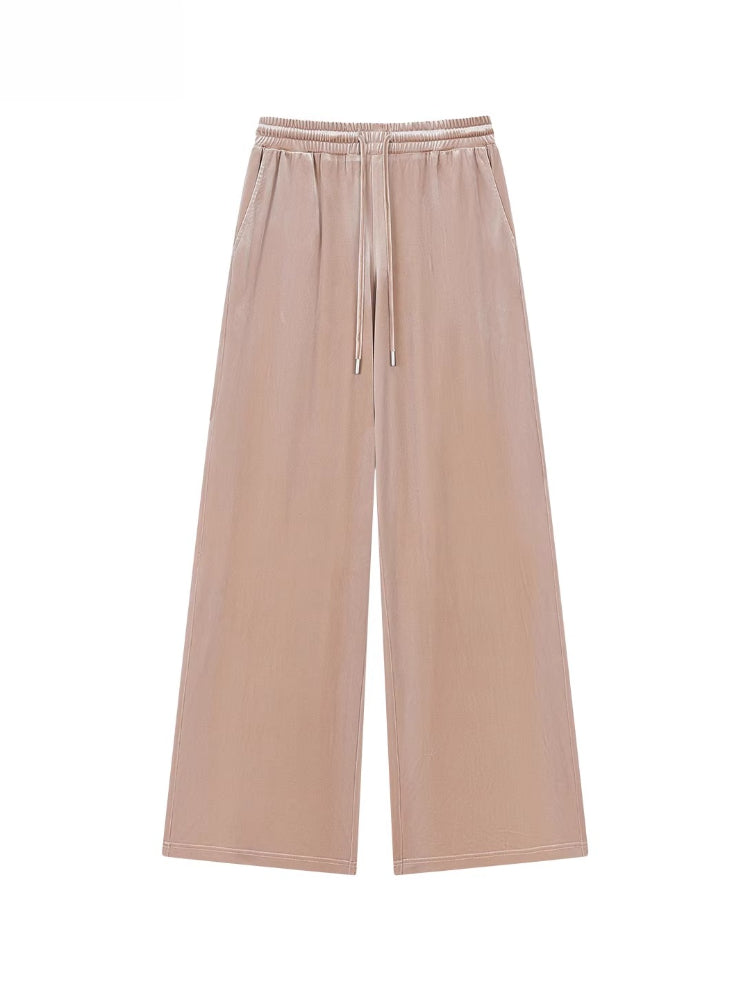 Velvet Sports Sweatshirt & Wide-Leg Pants Set