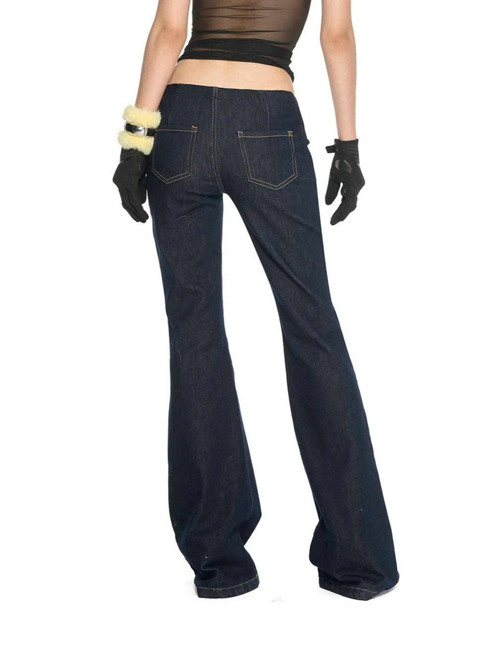 Low-Rise Zip Flare Jeans