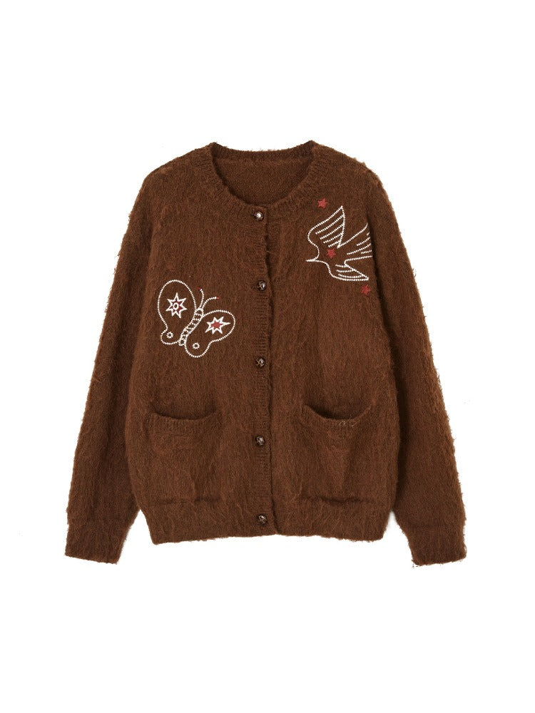"Birds & Butterflies" Embroidered Cardigan