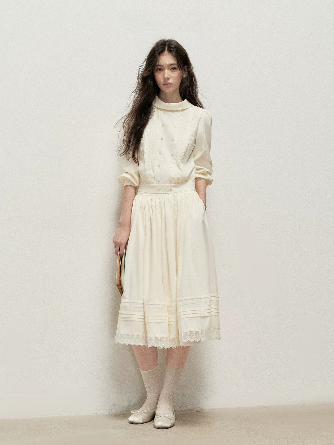 Lace Mock Neck Skirt Set