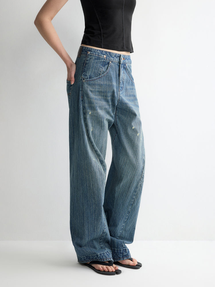 3D Cutting Micro Curved Knife Wide Leg Pants