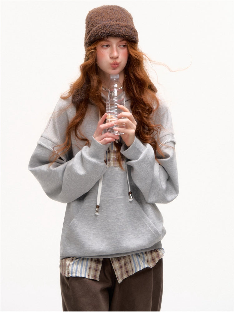 Apple Patch Two-Piece Layered Hoodie