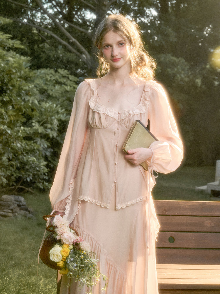 Tencel Elegant Retro Shirt & Skirt Set