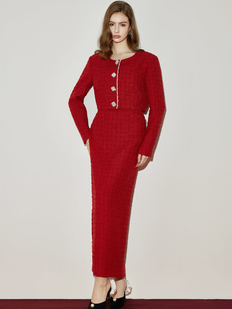 Bowknot Off-Shoulder Maxi Dress & Jacket Set