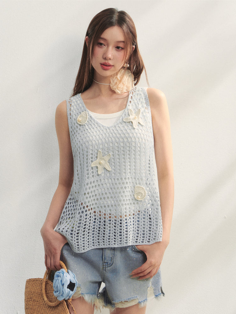 Pearl Crochet Hollow Vest Camisole