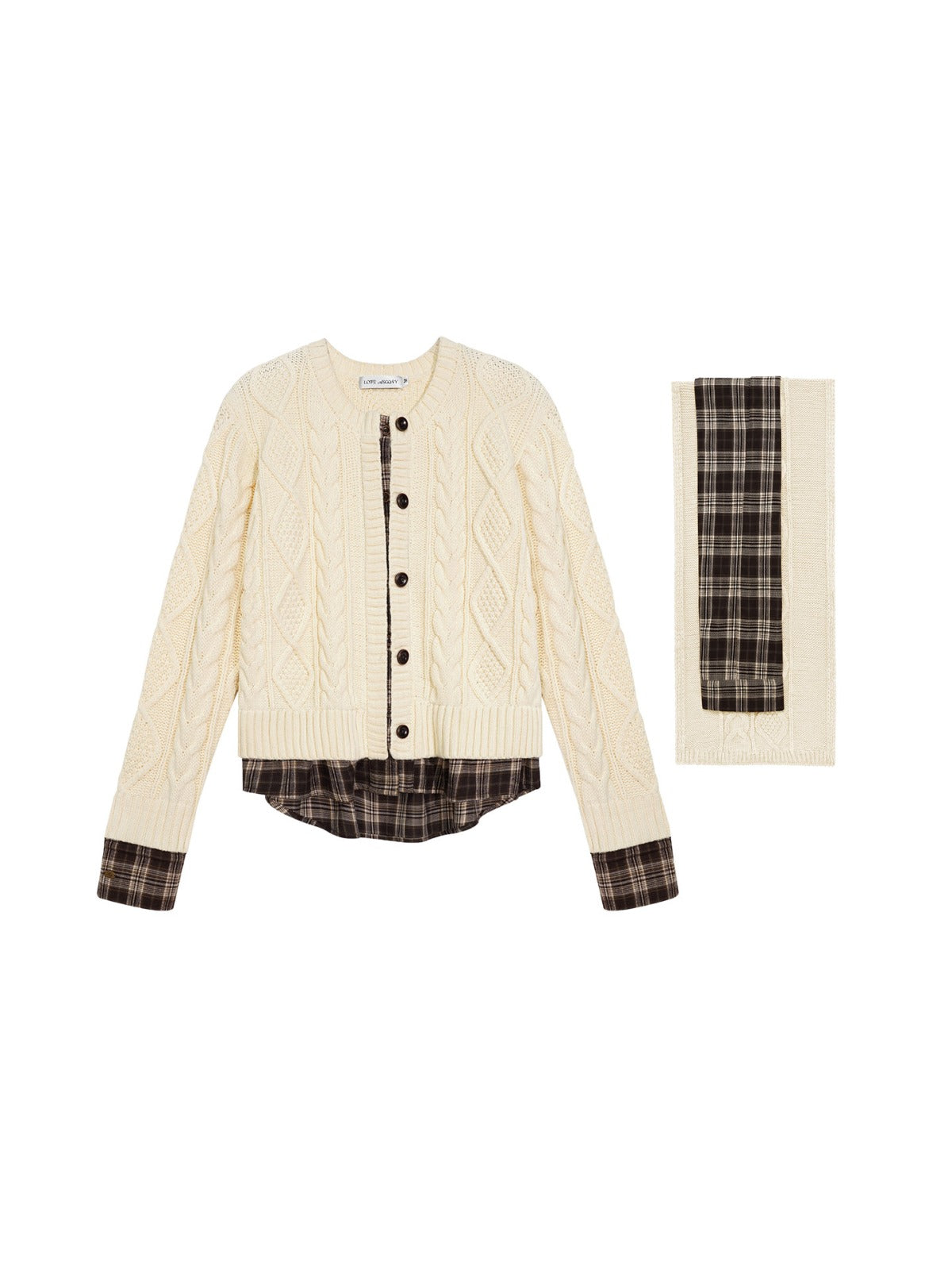 Cable Knit Cardigan & Scarf Set