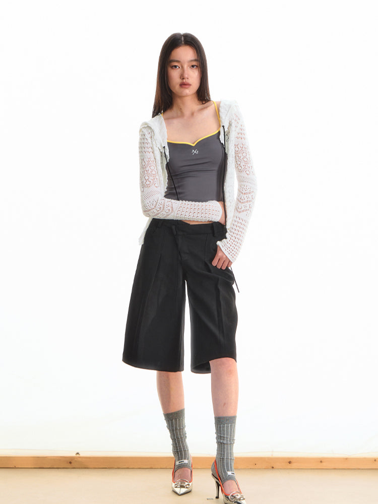 Black Low-Waist Bermuda Shorts