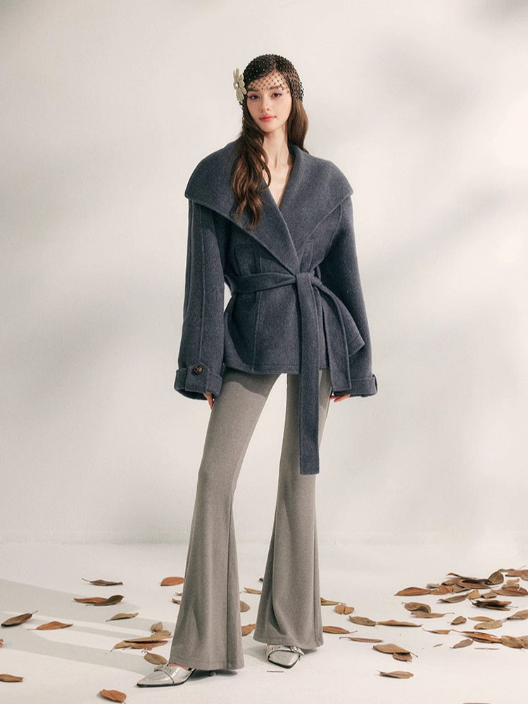 Wool Short Wrap Coat