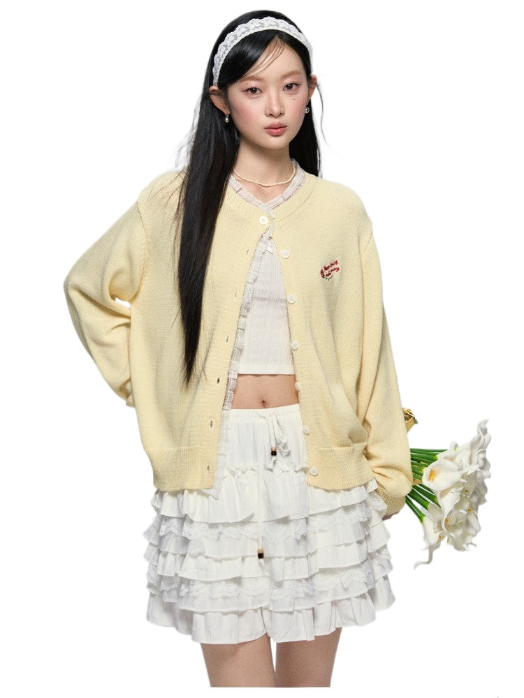 Rose Embroidery Knit Cardigan