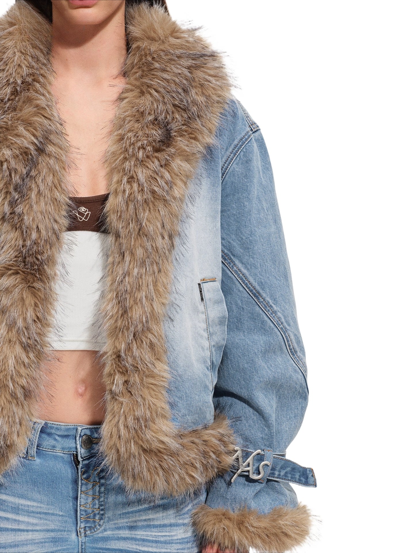 Inuit Fur Collar Denim Jacket