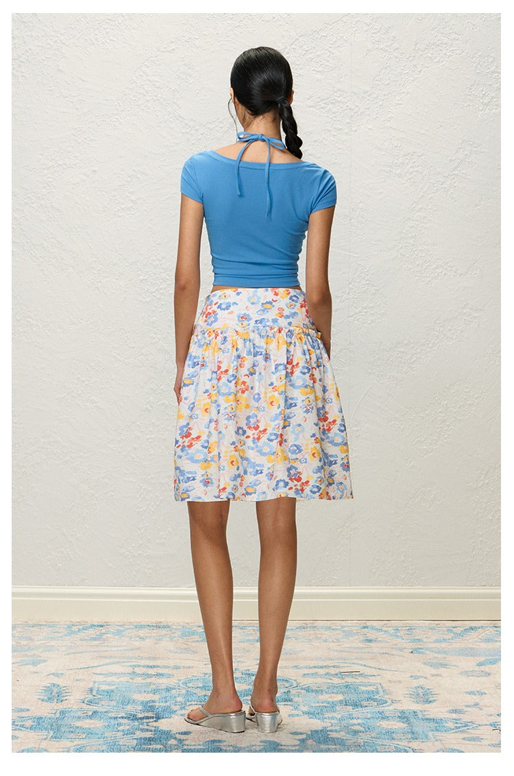 Oil-Paint Midi A-line Skirt