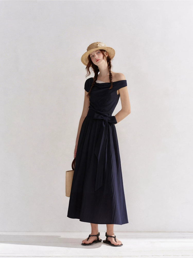 Lace Cowl-Neck Maxi Dress