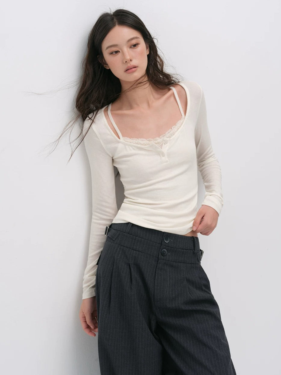 Lace Layered Wool Top