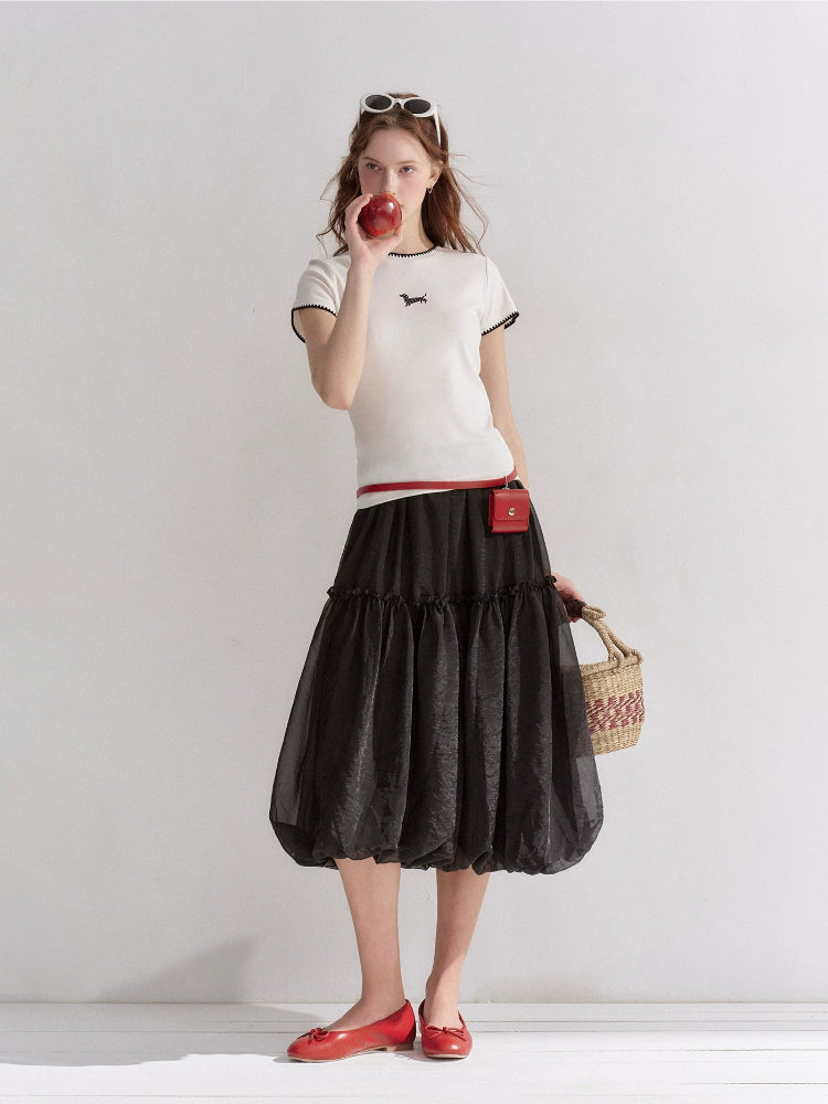 Bubble Hem Midi Skirt