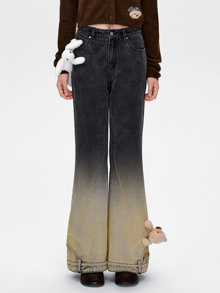 Blue & Black Gradient Flared Jeans