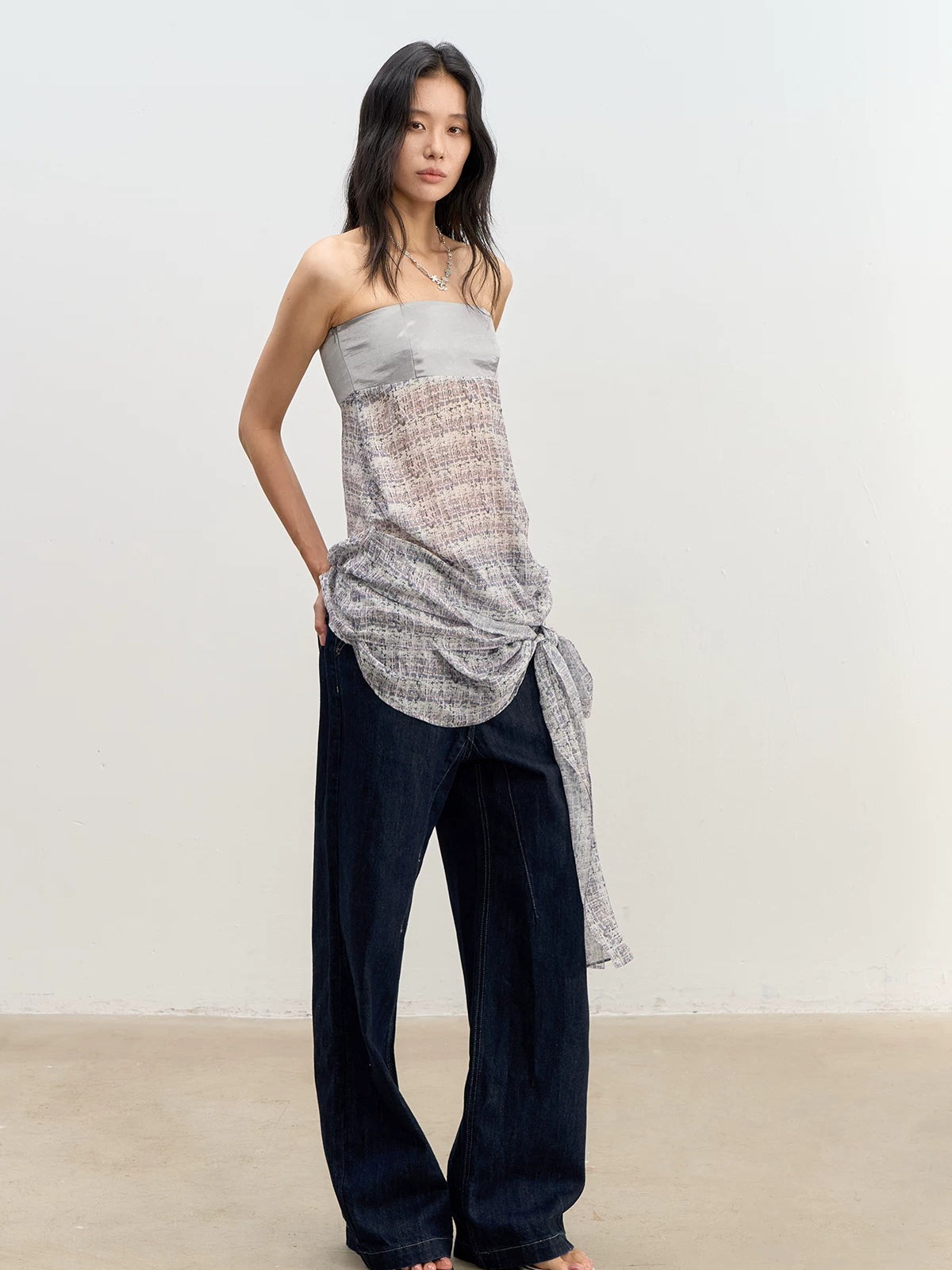 Satin Chiffon Tube Top