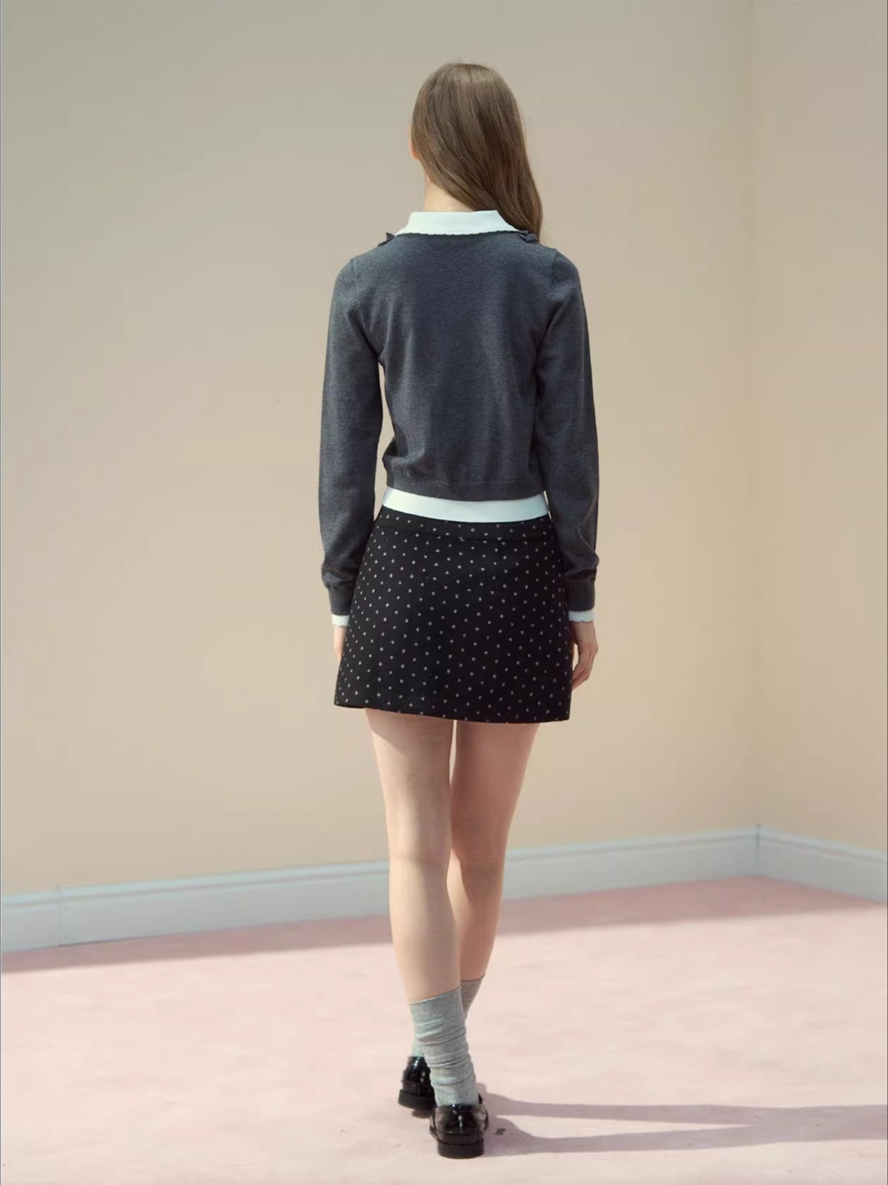 Ruffled Peter-Pan Knit Blouse