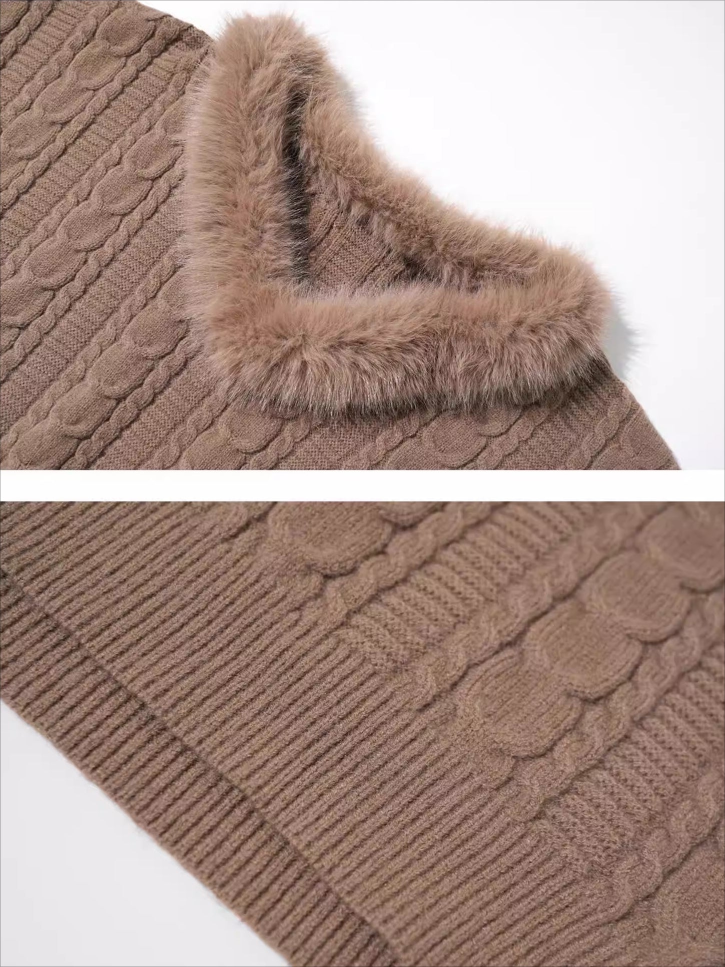 V-Neck Cable Knit Sweater