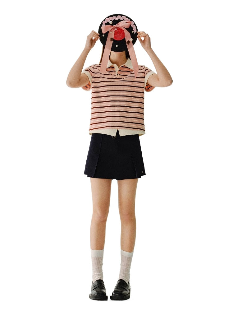 Yellow & White Striped Faux-Layer Polo Shirt
