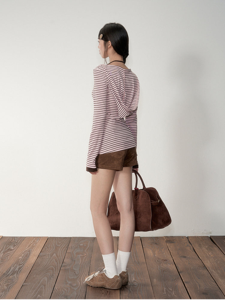 Two-piece Look Striped Hooded Tee