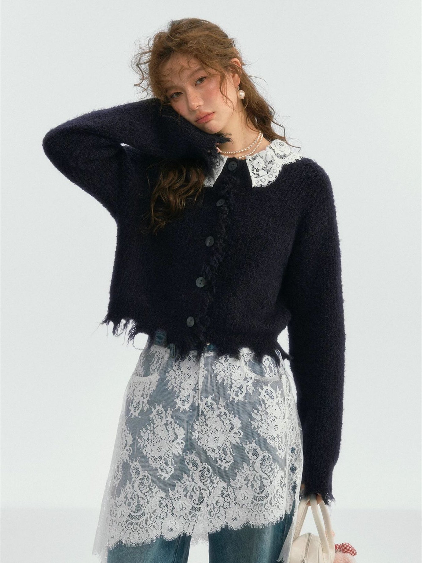 Lace Doll‑Collar Cardigan