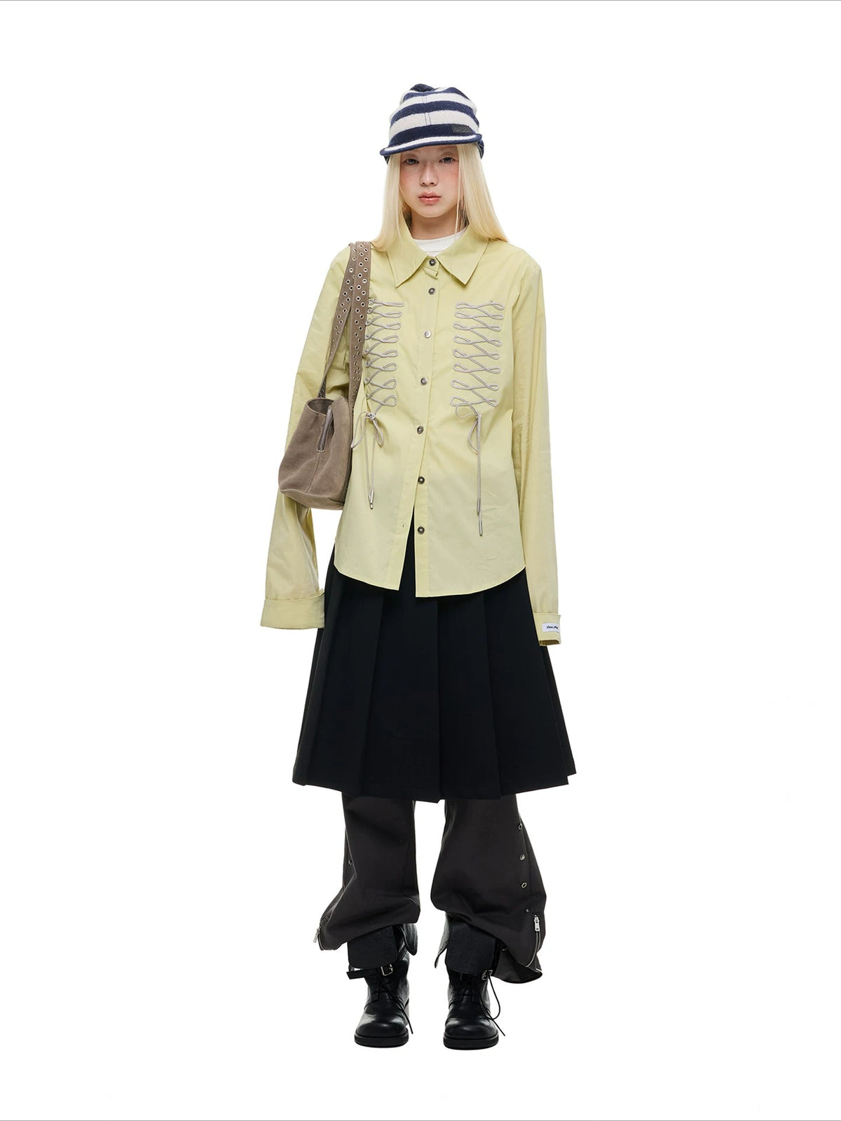 Lace-Up Bow Detail Relaxed Shirt