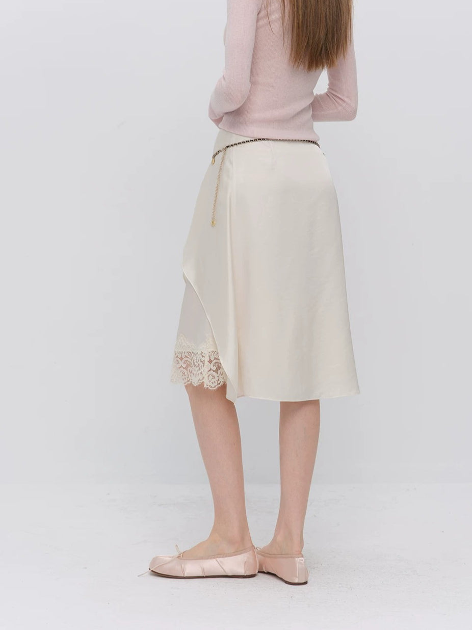 Asymmetric Satin Skirt
