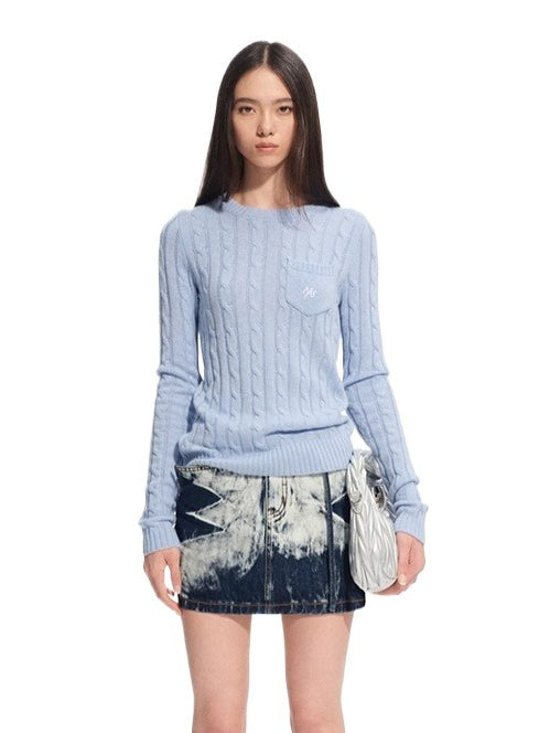 Black & Blue Cable-Knit Sweater