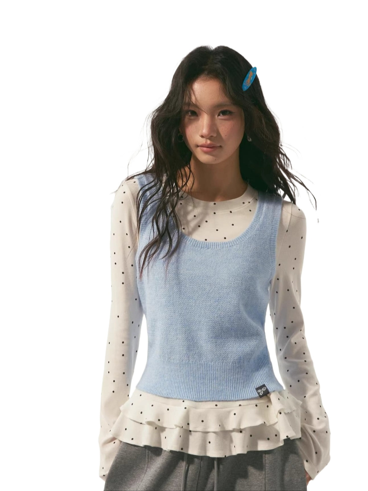 Blue & Black Knit Vest Set