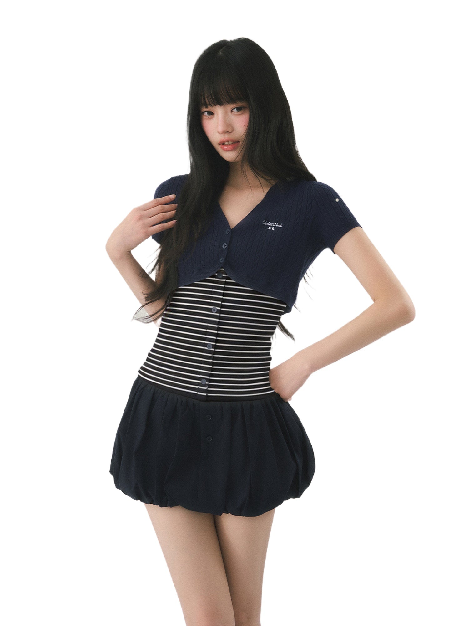 Color-Blocked Knit Two-Piece Top