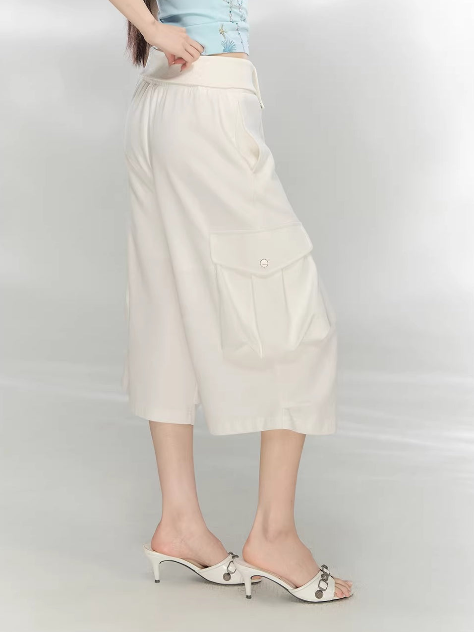Waffle Cargo Cropped Pants