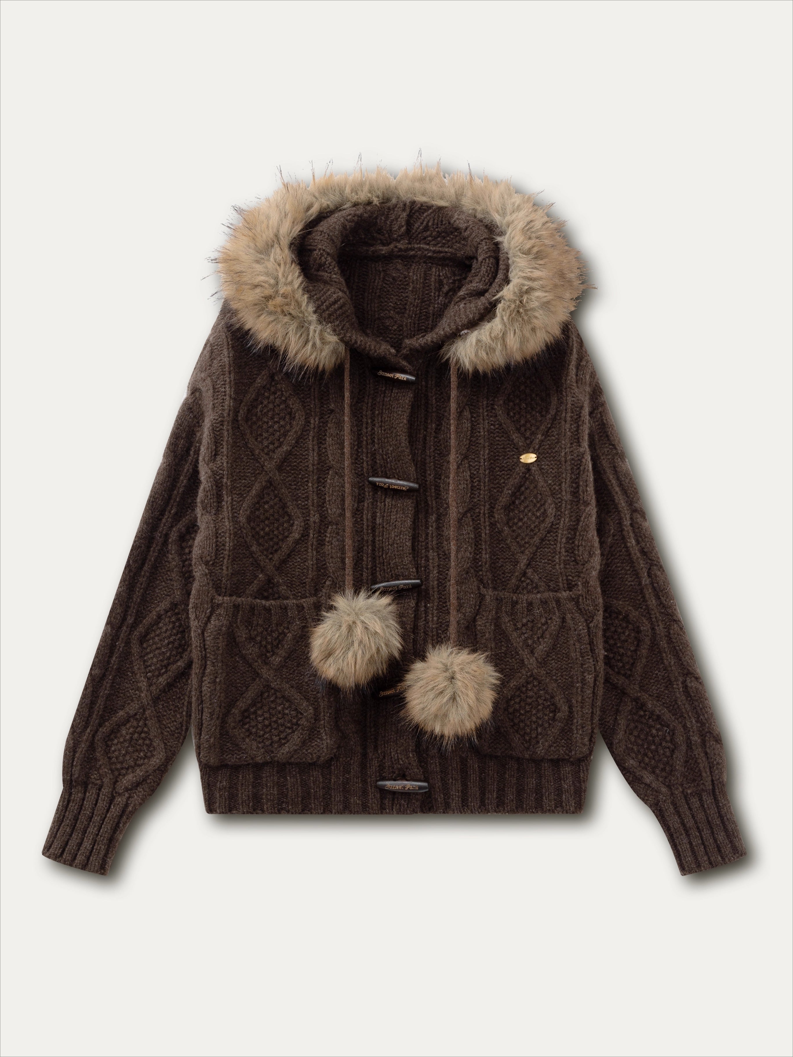 Wool Cable Hooded Sweater