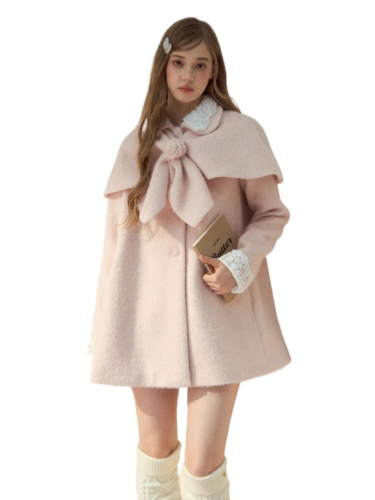Two-Piece Cape Wool Coat