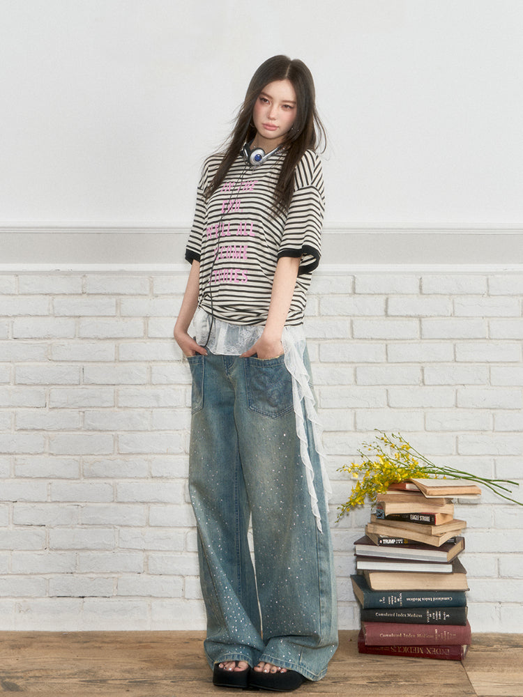 Floral Print Round Neck Short-Sleeve T-shirt