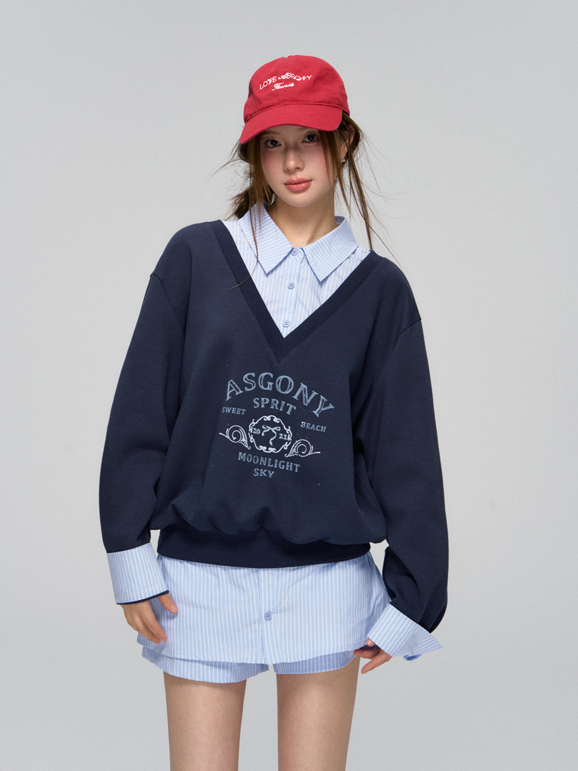 Yellow & Navy Collegiate Butterfly Sweatshirt & Skirt Set