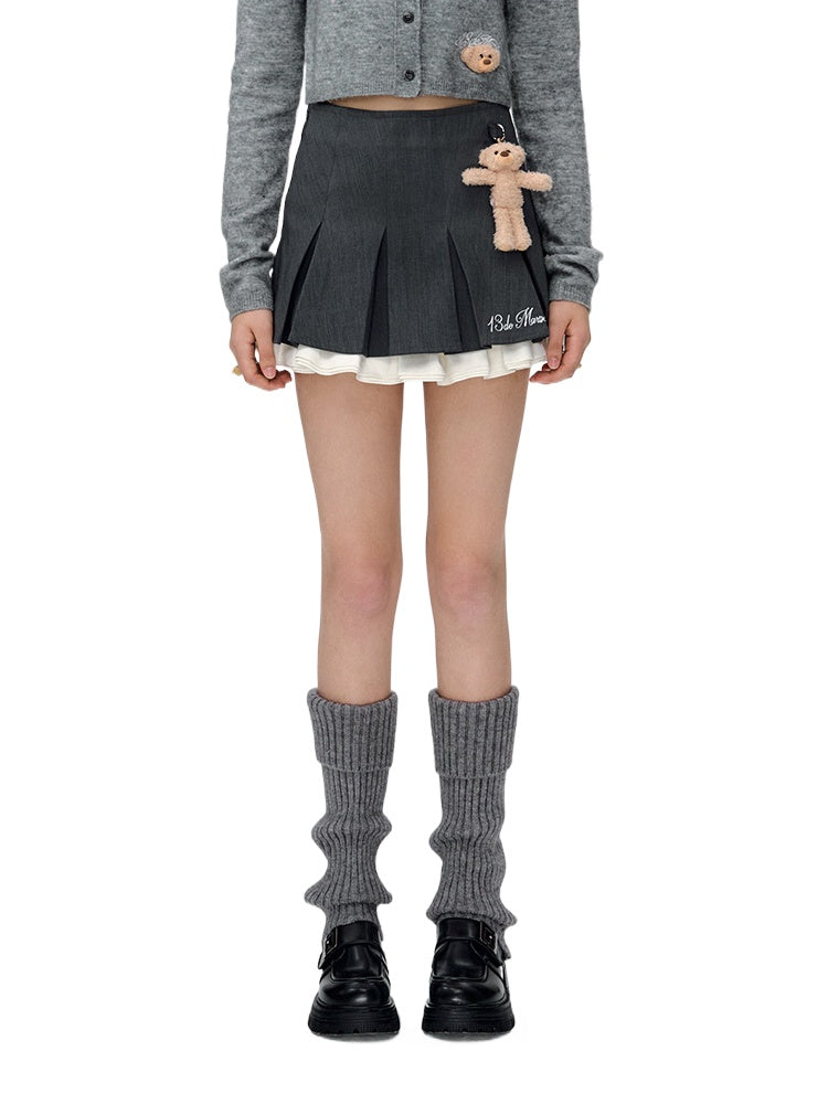 Color Block Pleated High-Waisted Skirt