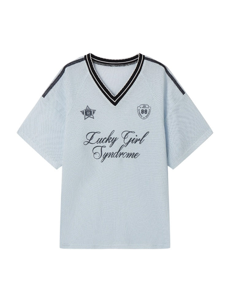 Textured Contrast Trim Sports T-shirt