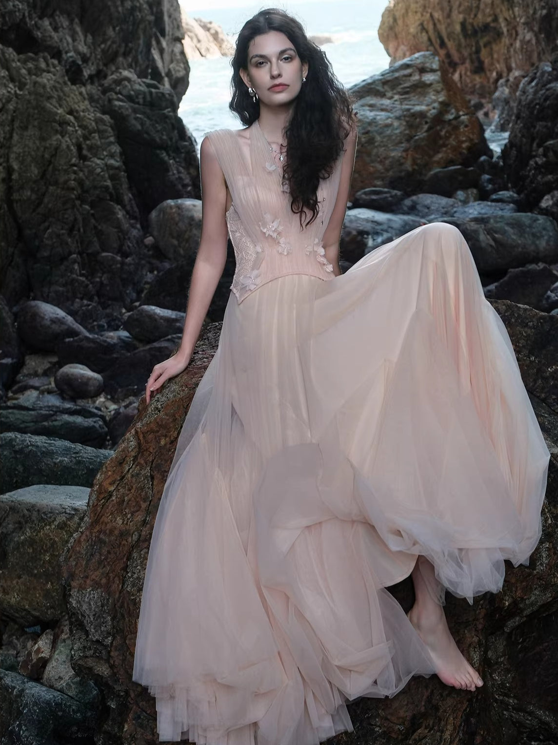 Tidal Lace Halter Dress
