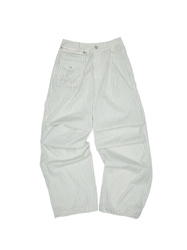 Retro Diagonal Cut Striped Bud Shirt & Cargo Set