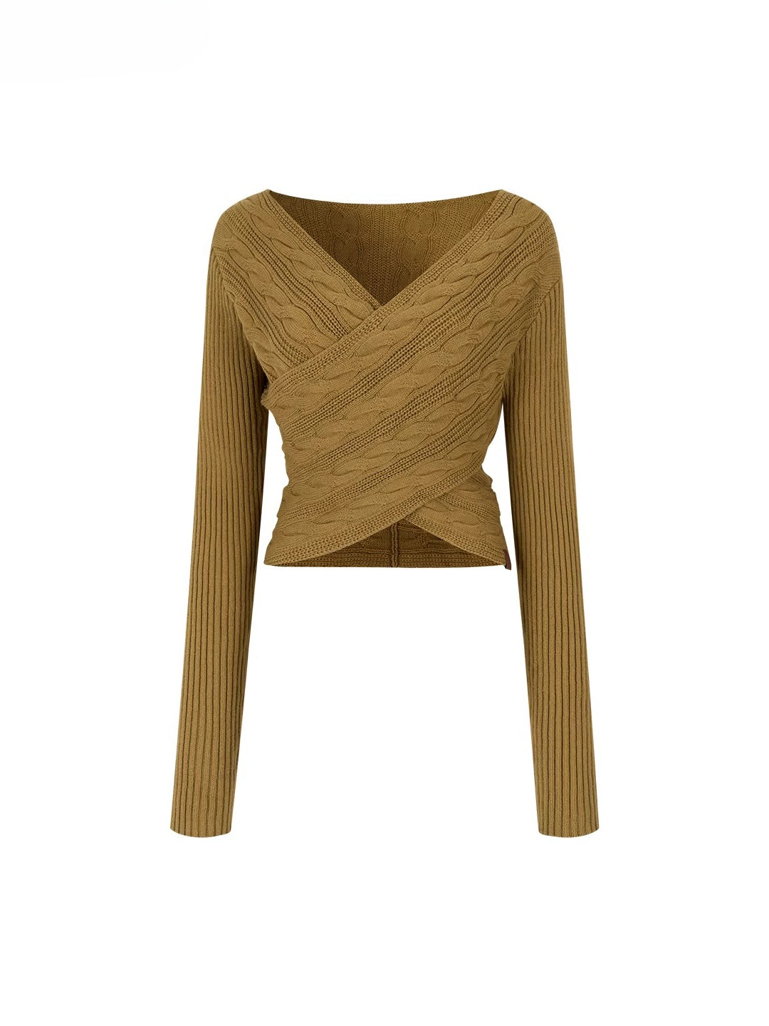 Twist-Knit Crossed Pullover