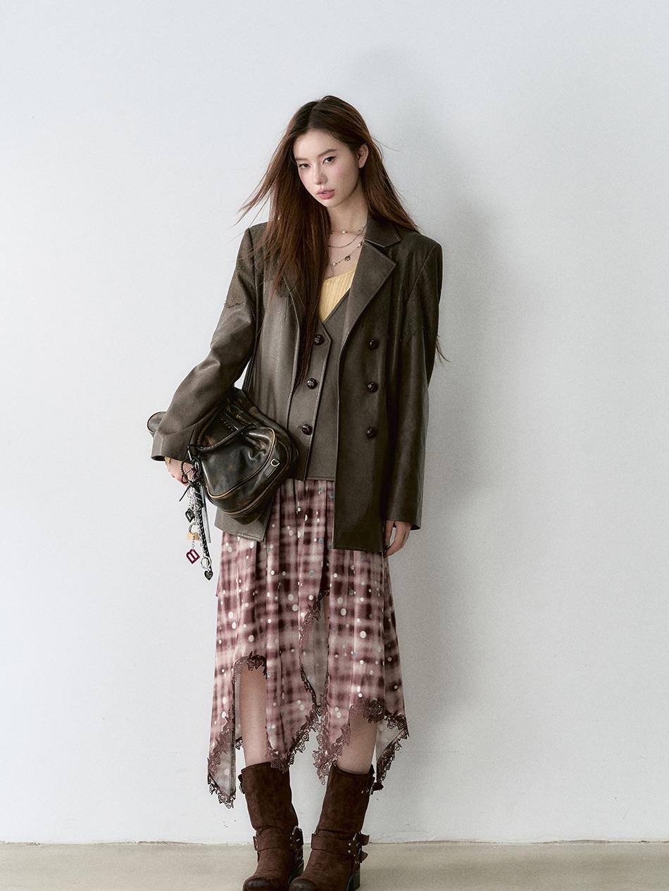 Structured Laced Leather Blazer