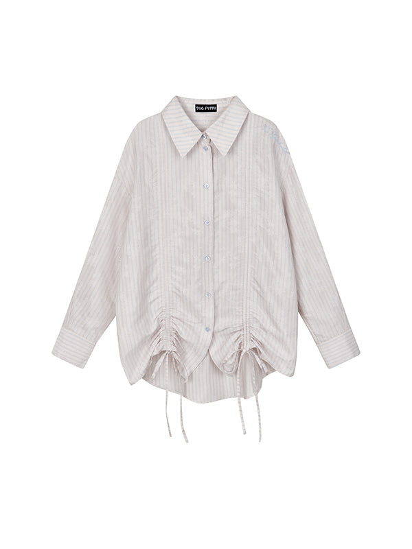 Deep Pink & Light Pink Striped Ruched Shirt