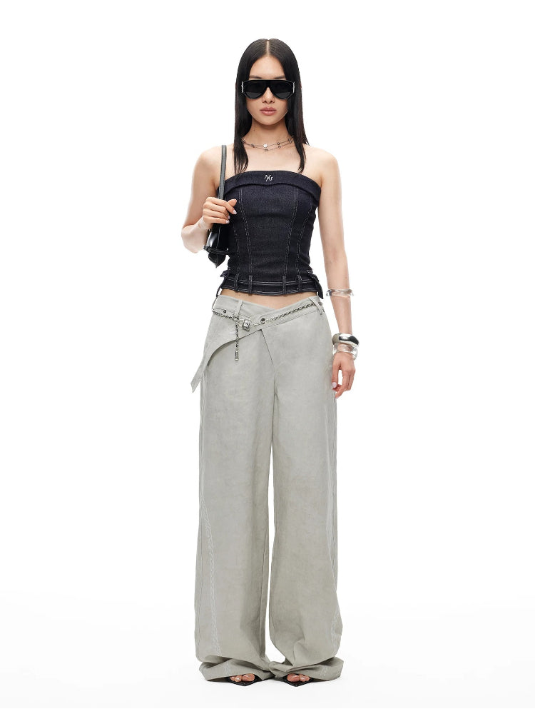 Wheat Washed Wide-Leg Pants