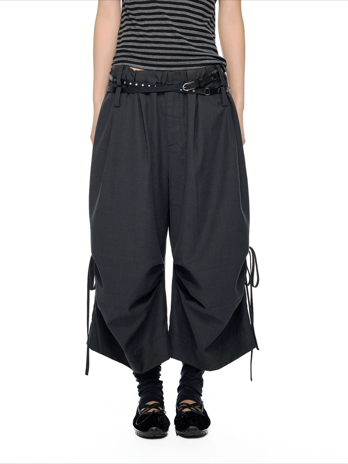 Drawstring Pleated Culottes