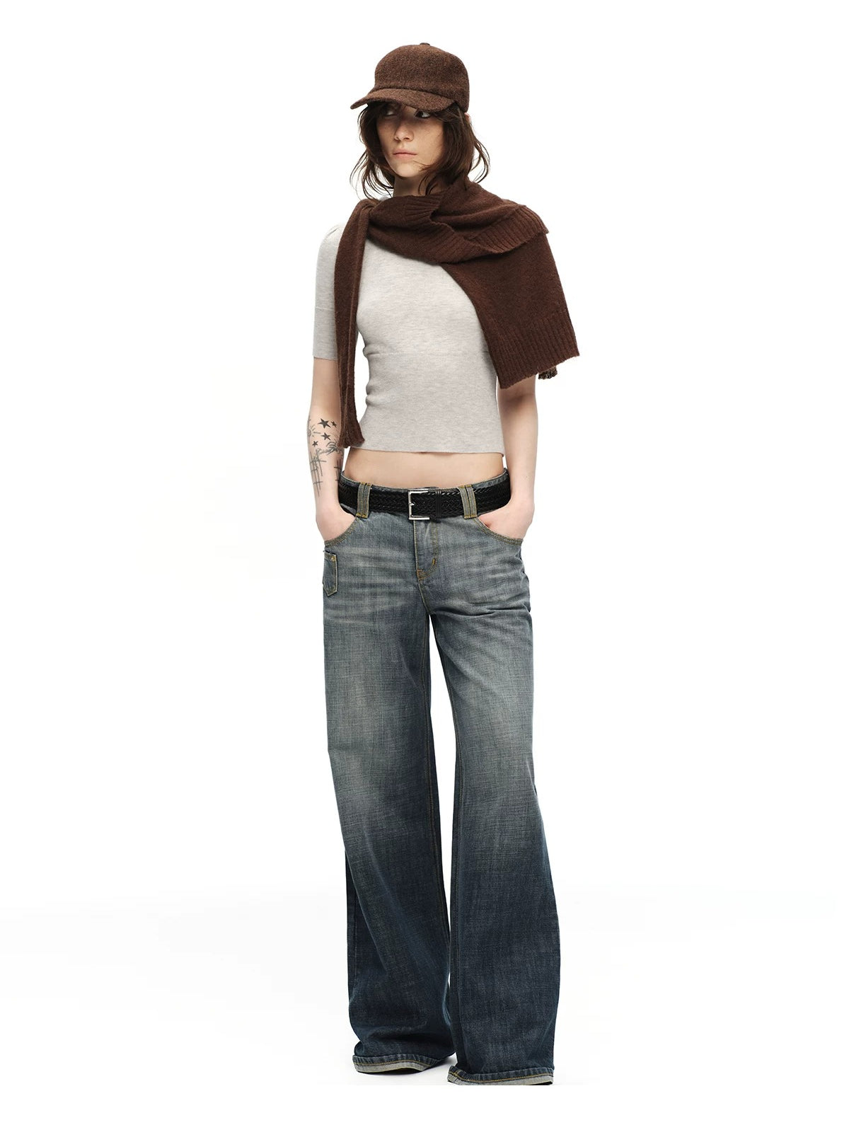 Scarf Sleeve Knit Top